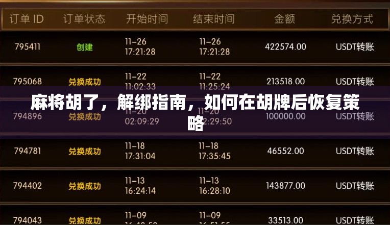 麻将胡了，解绑指南，如何在胡牌后恢复策略