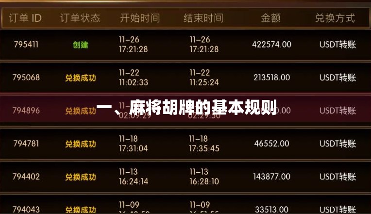 一、麻将胡牌的基本规则 一、麻将胡牌的基本规则