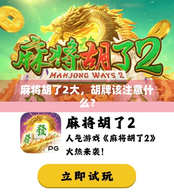 麻将胡了2大，胡牌该注意什么？