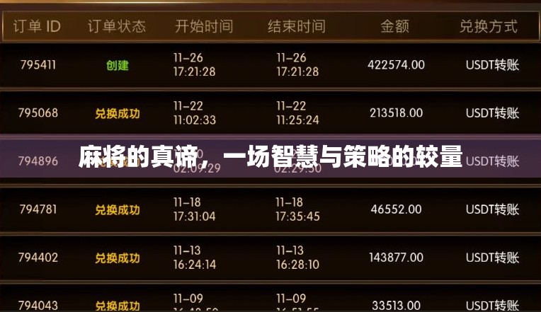 麻将的真谛,一场智慧与策略的较量 麻将的真谛,一场智慧与策略的较量