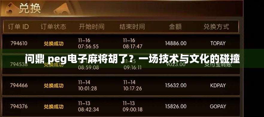 问鼎 peg电子麻将胡了?一场技术与文化的碰撞 问鼎 peg电子麻将胡了?一场技术与文化的碰撞
