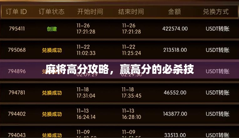 麻将高分攻略，赢高分的必杀技