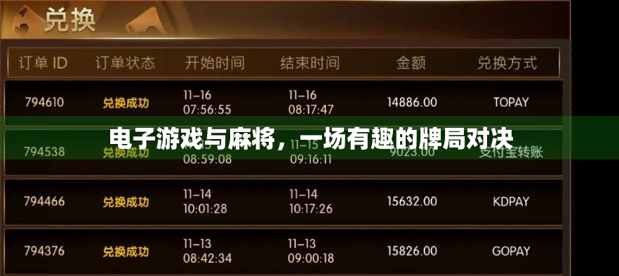 电子游戏与麻将，一场有趣的牌局对决