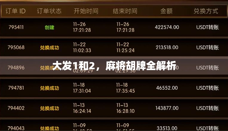 大发1和2，麻将胡牌全解析