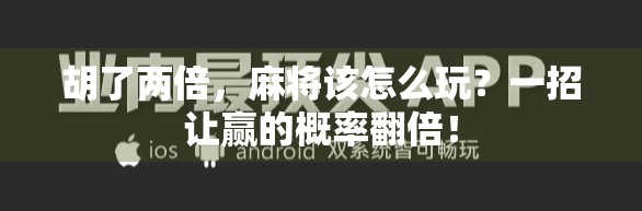 胡了两倍，麻将该怎么玩？一招让赢的概率翻倍！