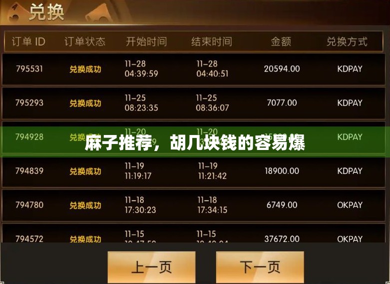 麻子推荐，胡几块钱的容易爆